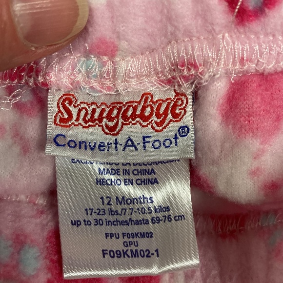 Snugabye convert a foot fleece heart pajamas 12m - Picture 8 of 9